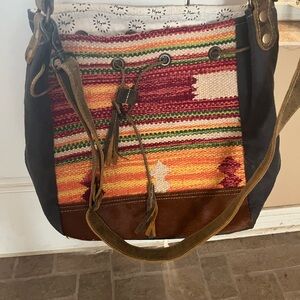 Myra Bag Red and Orange Striped Shoulder Bag